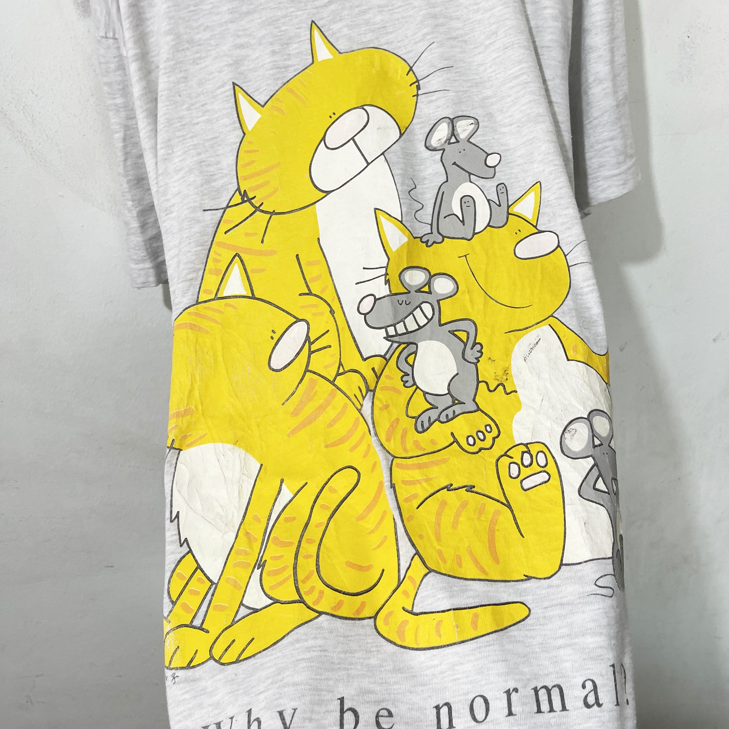Vintage Vintage 90s Cat Mouse Sleepy T-Shirt Size US XL / EU 56 / 4 - 2 Thumbnail