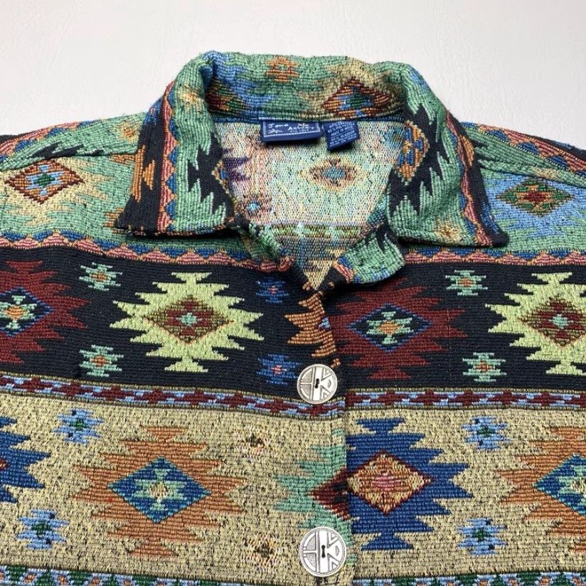 Vintage VINTAGE Jane Ashley Womans Medium Casual Lifestyle Southwestern Aztec Tapestry Jacket Size M / US 6-8 / IT 42-44 - 5 Thumbnail