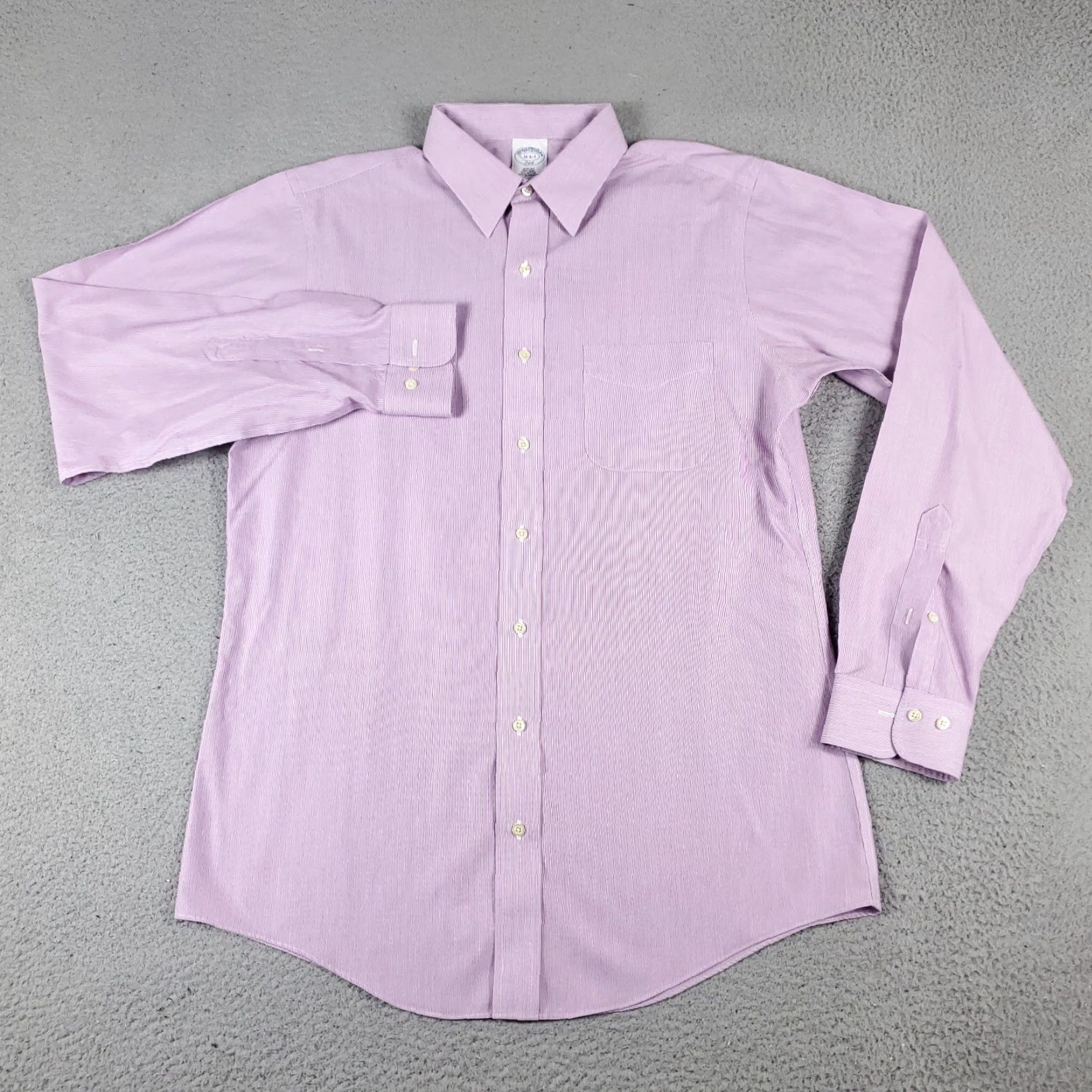 Brooks Brothers Brooks Brothers Dress Shirt Mens 16 Purple Striped Long Sleeve Button-Down Regular Fit Size 42R - 2 Thumbnail