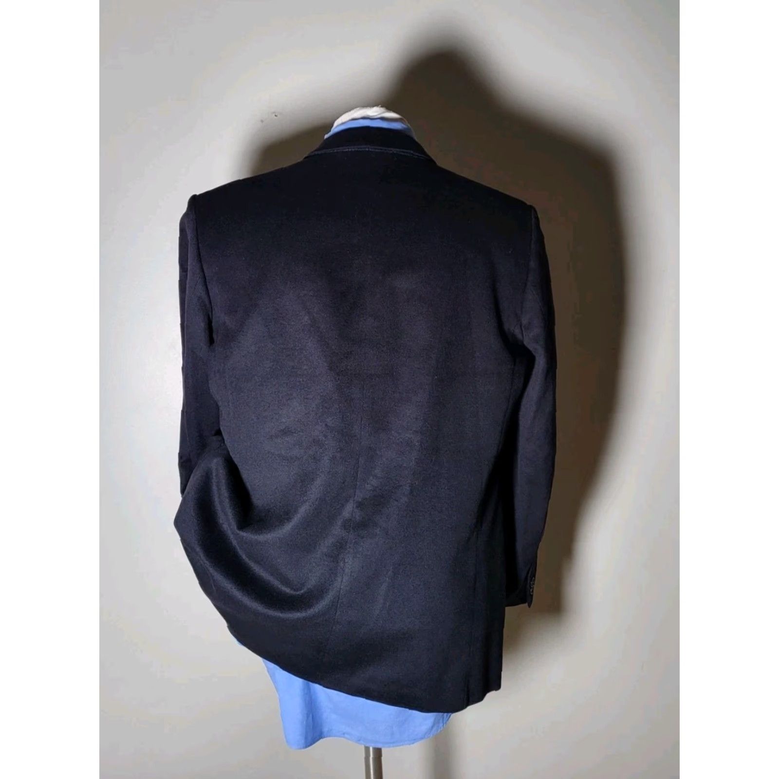 Vintage VINTAGE Moddell Norbert Berlin Blazer Double Breasted Wool Doeskin 42R Black Peak Lapel Mens Jacket Estate Size 42R - 4 Thumbnail