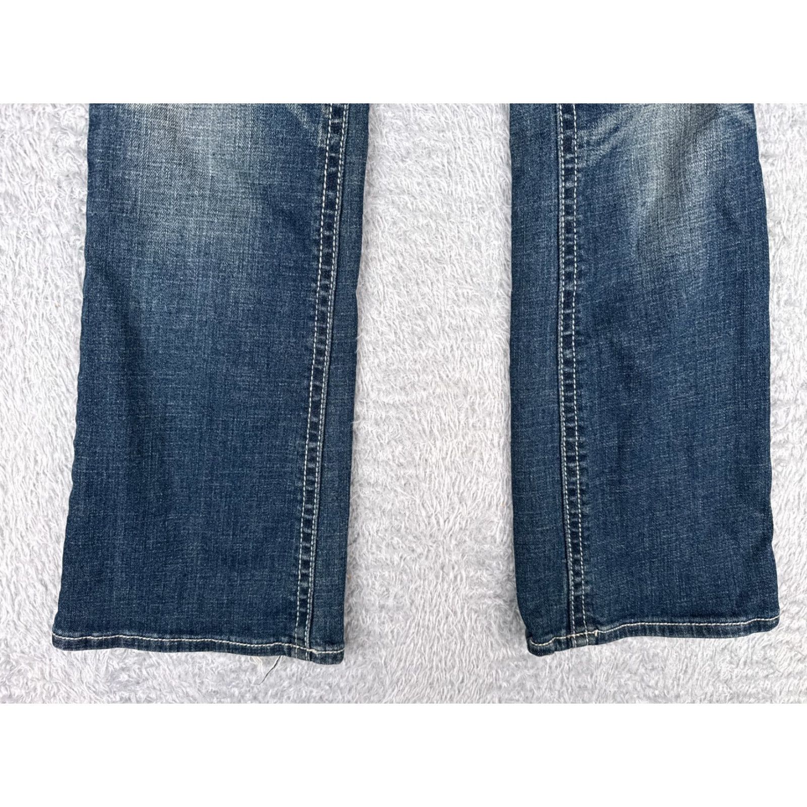 Vintage Refuge Jeans Women Bootcut Jeans 10 Blue Denim Distressed Stretch 31x28 Regular 5-Pocket Solid Cotton Blend Blue Womens Jeans Size 32" / US 10 / IT 46 - 2 Thumbnail