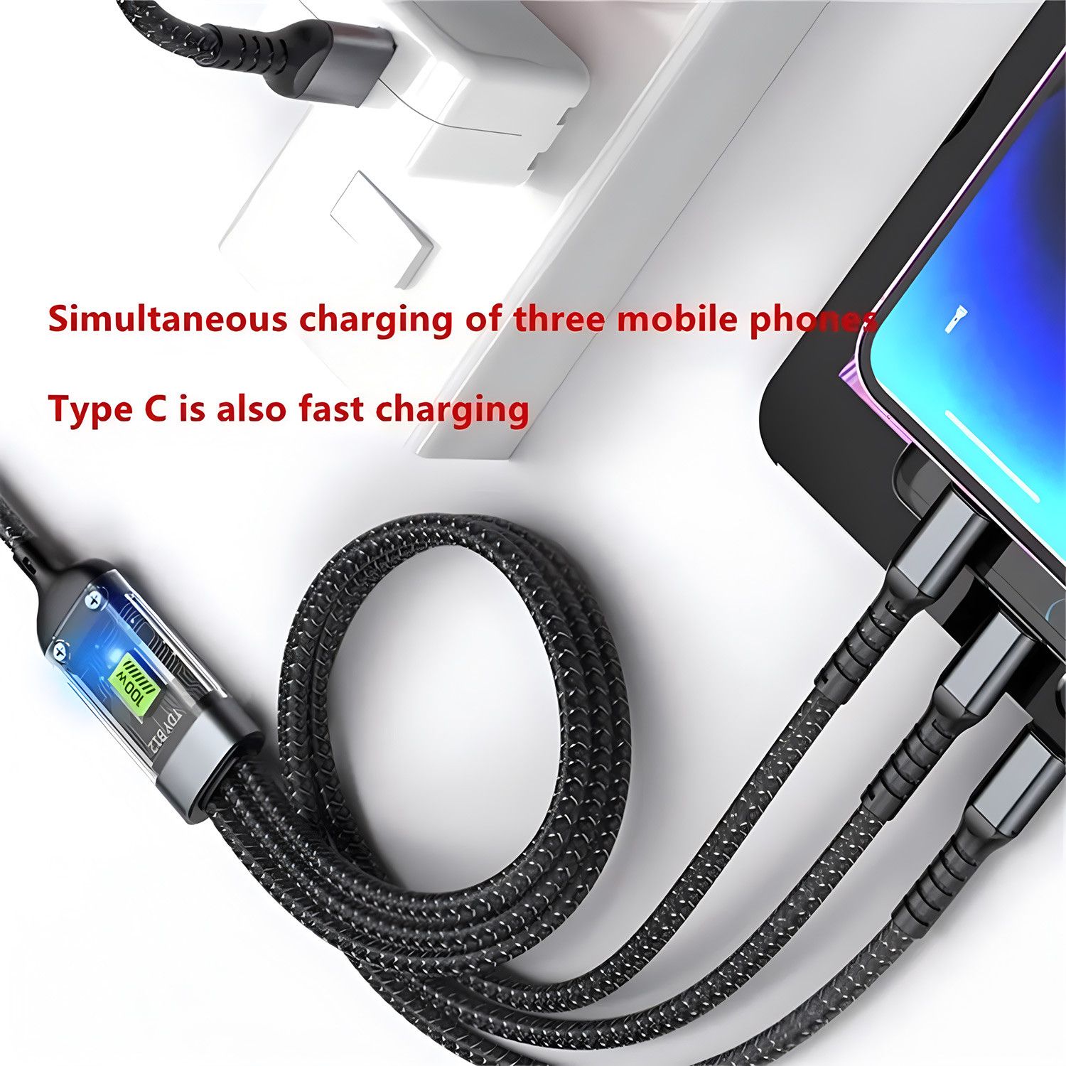 Other 100W Fast Charging Cable Multi Charger Cable Nylon Braided Size ONE SIZE - 4 Thumbnail