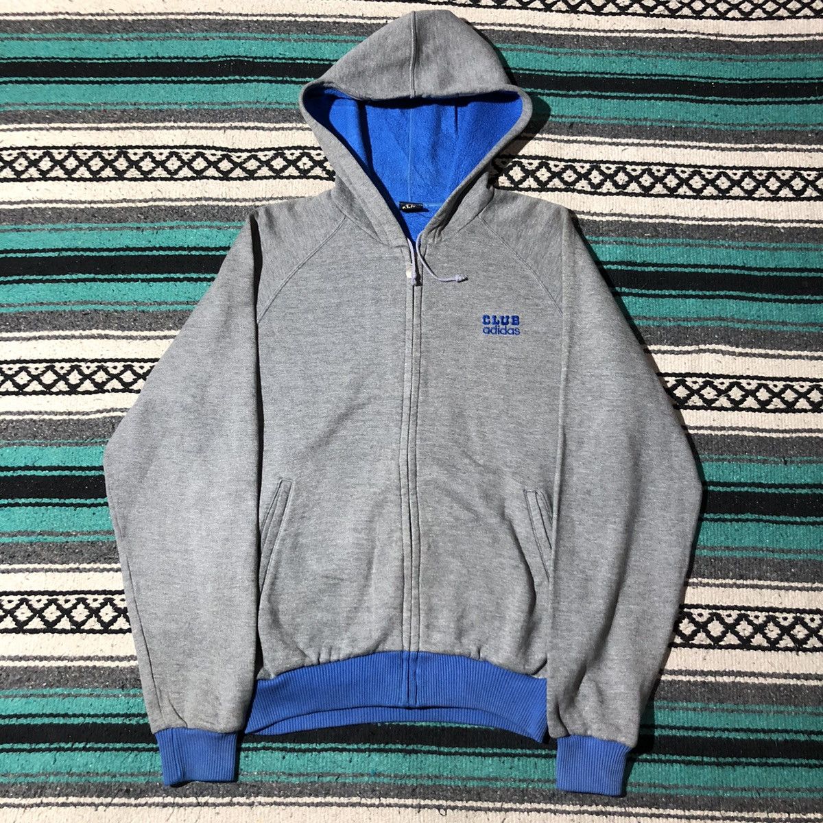 Adidas Vintage 80s Adidas Club Grey Zip Hoodie by Descente Size US L / EU 52-54 / 3 - 2 Thumbnail