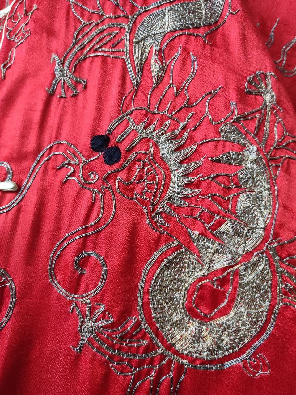 Vintage Antique Chinese Qing Silk Robe Silver Metal VTG 19th S-M Size M / US 6-8 / IT 42-44 - 6 Thumbnail