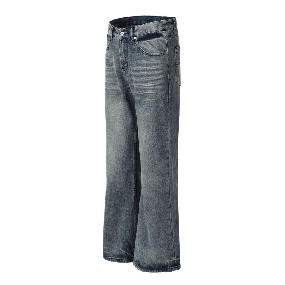 Japanese Brand Washed distressed pocket embroidery loose wide-leg jeans Size US 34 / EU 50 - 2 Thumbnail