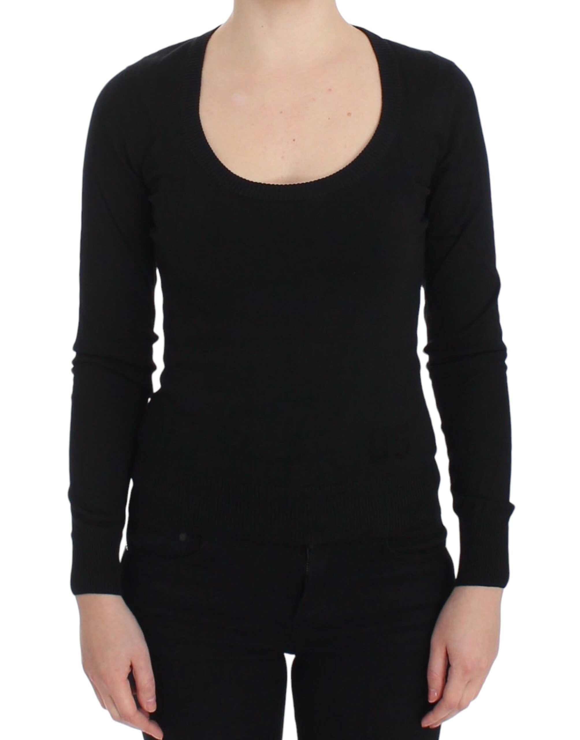 Dolce & Gabbana Elegant Black Deep Crewneck Women's Sweater Size M / US 6-8 / IT 42-44 - 1 Thumbnail