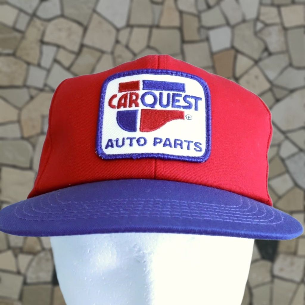 Quest VTG K Products Car Quest Auto Parts Red Twill Trucker Snapback Hat Men's OS Size ONE SIZE - 1 Thumbnail