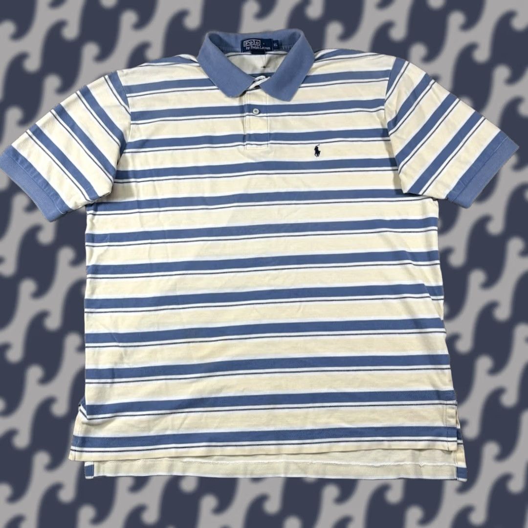 Polo Ralph Lauren VINTAGE Polo Ralph Lauren Rugby Shirt Mens XL Striped Blue Yellow Pony 90's Size US XL / EU 56 / 4 - 1 Thumbnail