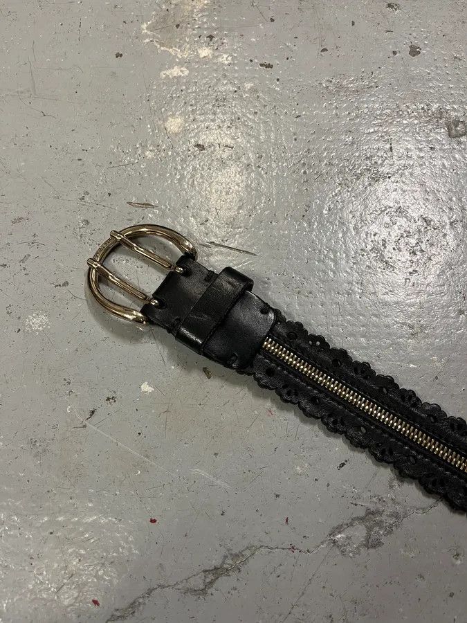 Designer × Diesel × Vintage Diesel Full Zip Black Leather Belt Size ONE SIZE - 6 Thumbnail