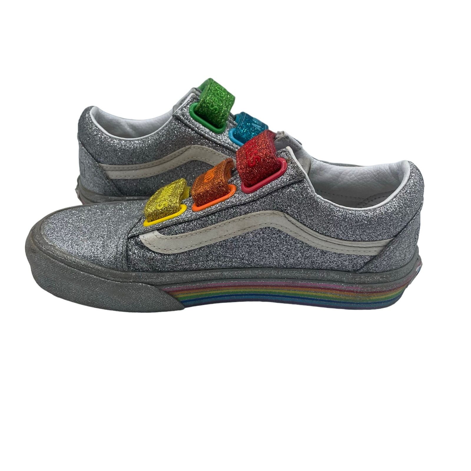 Vans VANS Old Skool V Flour Shop Shoes Silver Glitter Womens 5 Size US 5 / IT 35 - 6 Thumbnail