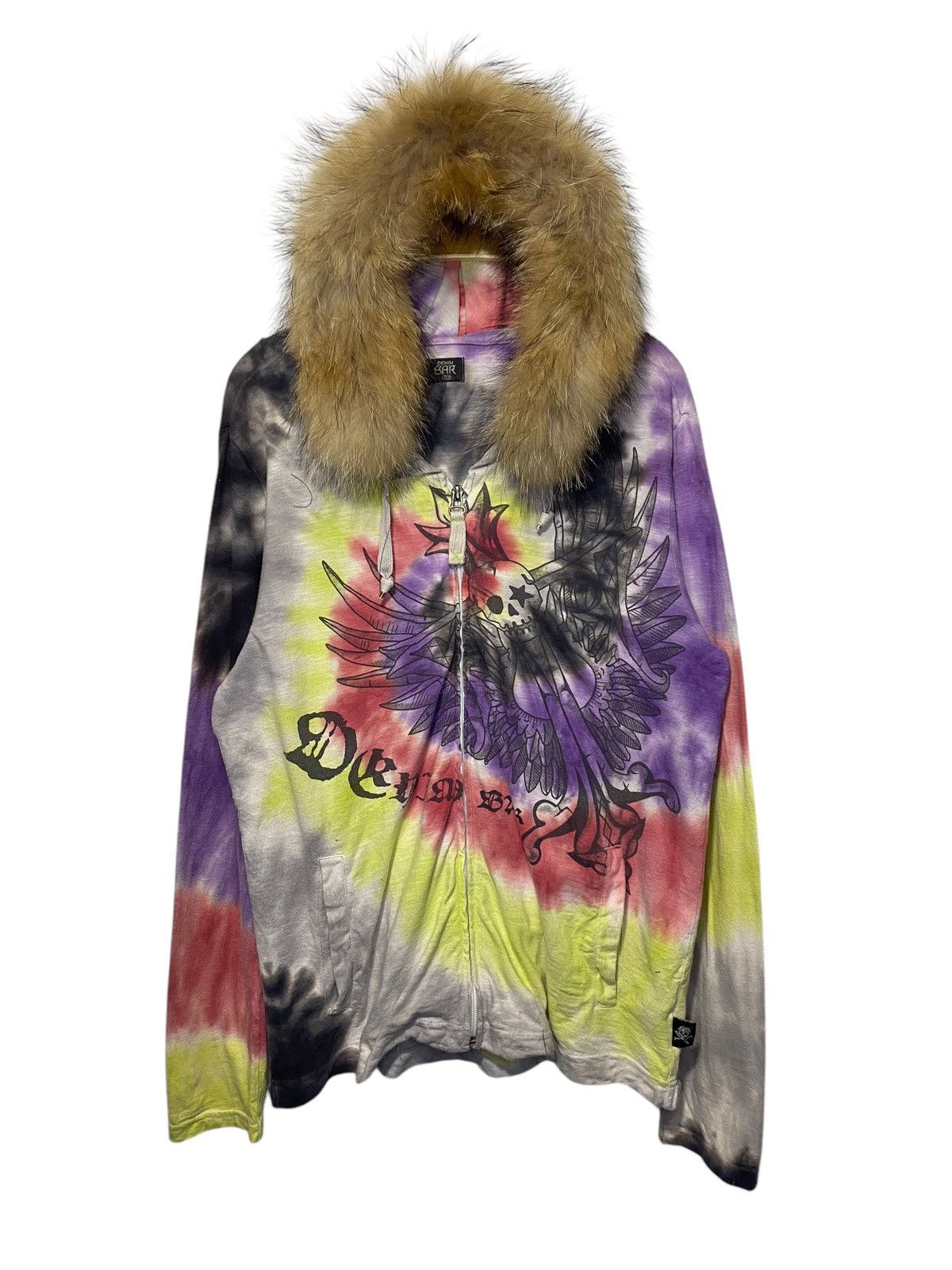 Japanese Brand Japanese Denim Bar skull tie dye fur hoodie Size US M / EU 48-50 / 2 - 1 Thumbnail