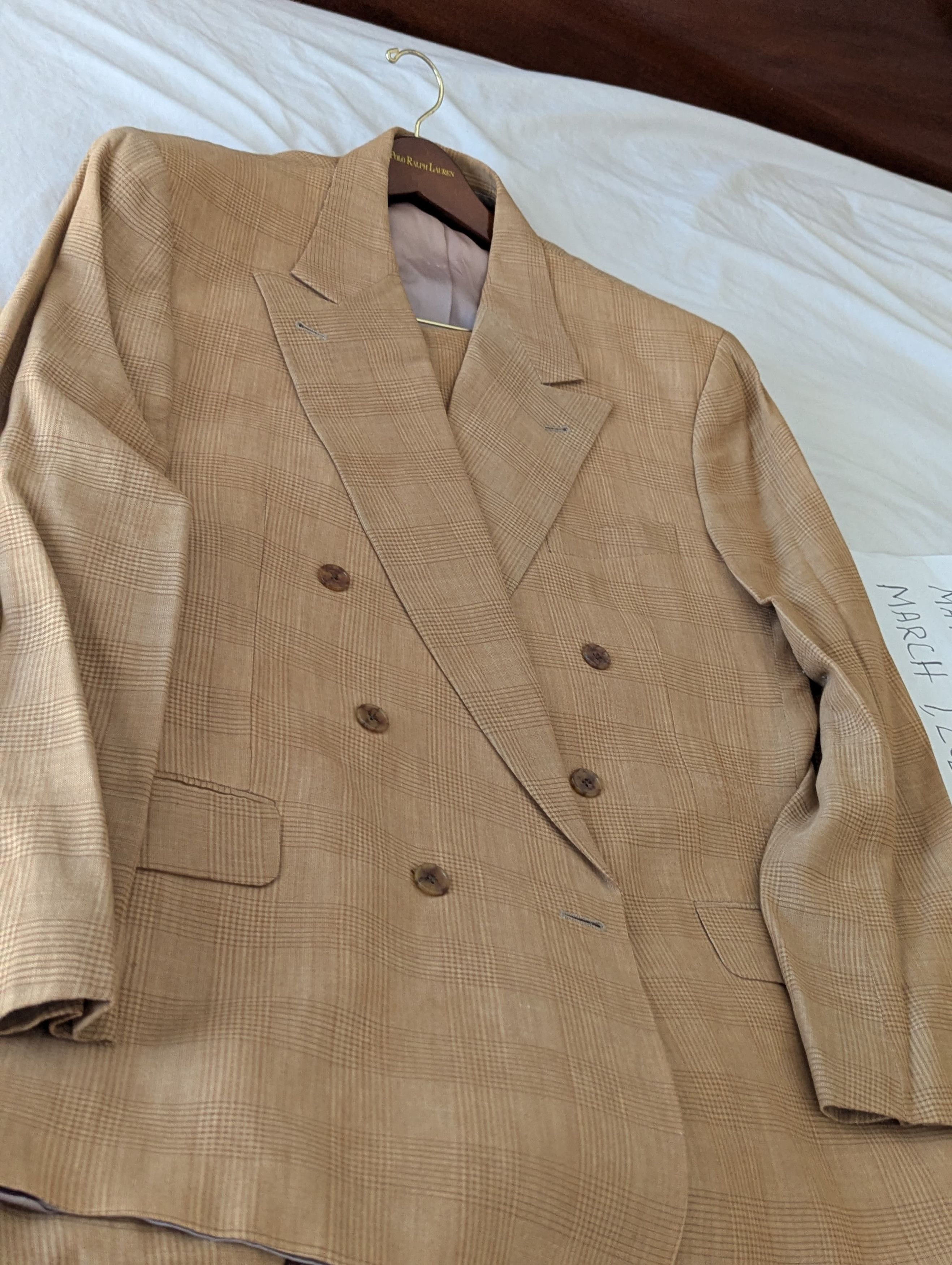 Polo Ralph Lauren Beautiful plated Linen suit Size 44L - 1 Thumbnail