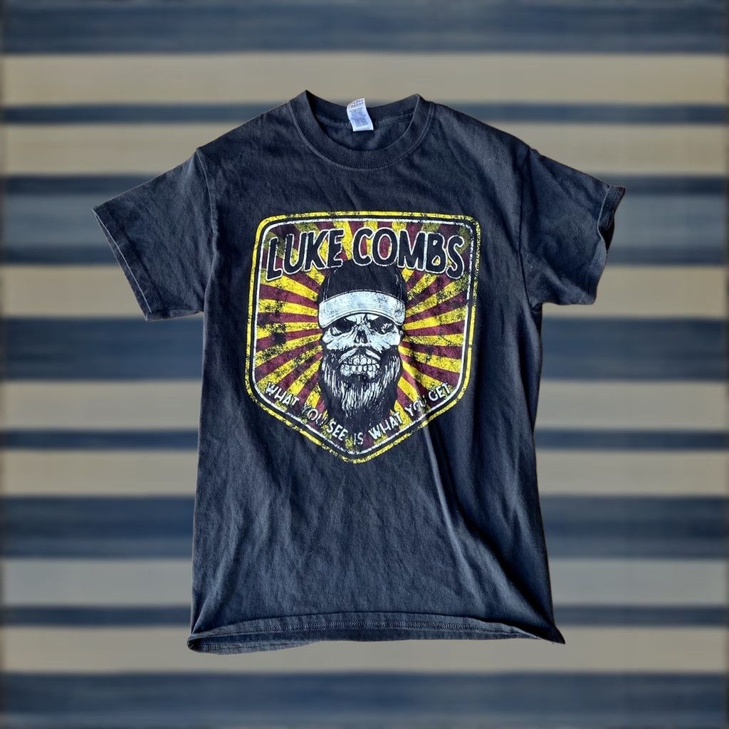Gildan Luke Combs What You See Is What You Get 2021 Tour T-Shirt Small Mens Black Cotton Jersey Logo Graphic Print Short Sleeve Crew Neck Gildan Vintage No Size US S / EU 44-46 / 1 - 1 Thumbnail