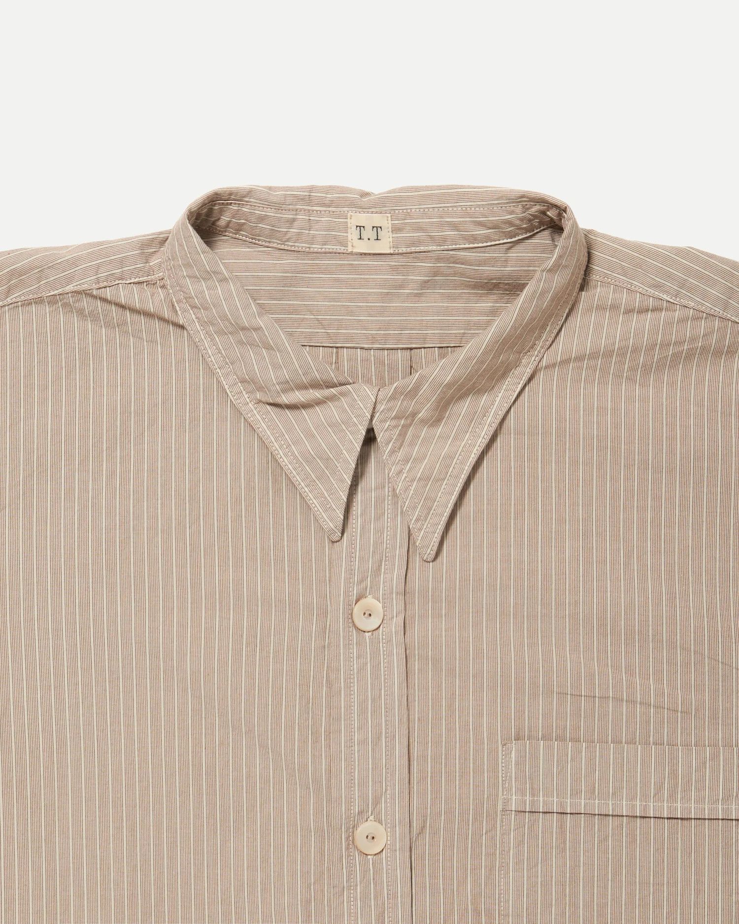 Taiga Takahashi Taiga Takahashi LOT.106 NARROW COLLAR SHIRT BEIGE STRIPE Size US S / EU 44-46 / 1 - 8 Thumbnail