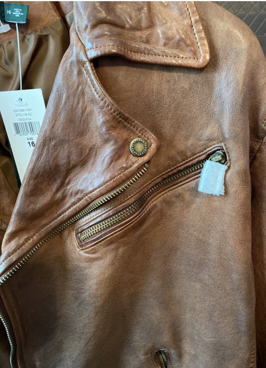 Lauren Ralph Lauren Lauren Ralph Lauren Burnished Leather Moto Jacket Size L / US 10 / IT 46 - 3 Thumbnail