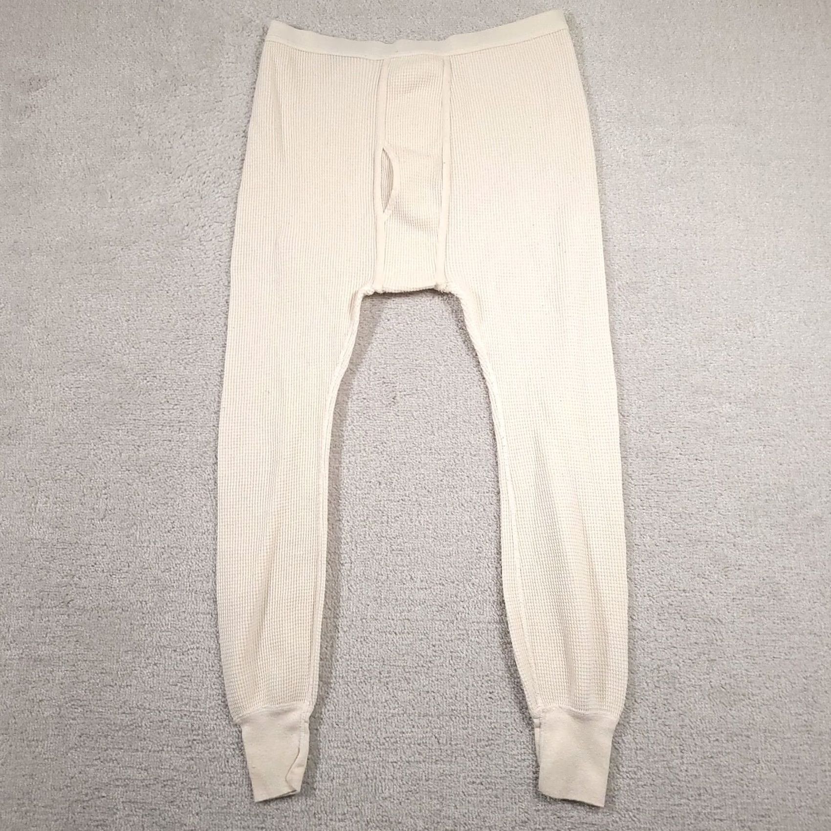 Vintage VINTAGE J.E. Morgan Mens Pants XL 42-44 Thermal Long Johns Ivory Made In USA Size US 36 / EU 52 - 2 Thumbnail