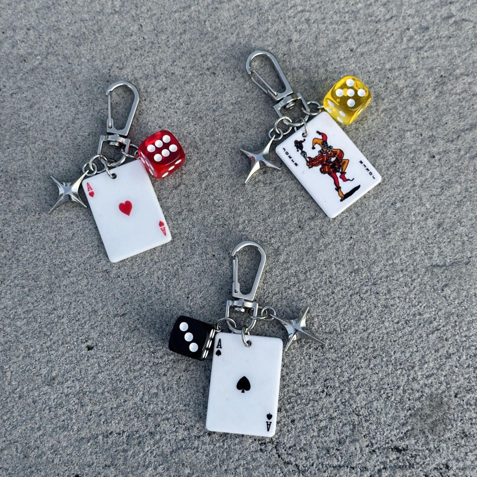 Jewelry Playing Card & Dice Keychain, Poker Charm Accessories Size ONE SIZE - 1 Thumbnail
