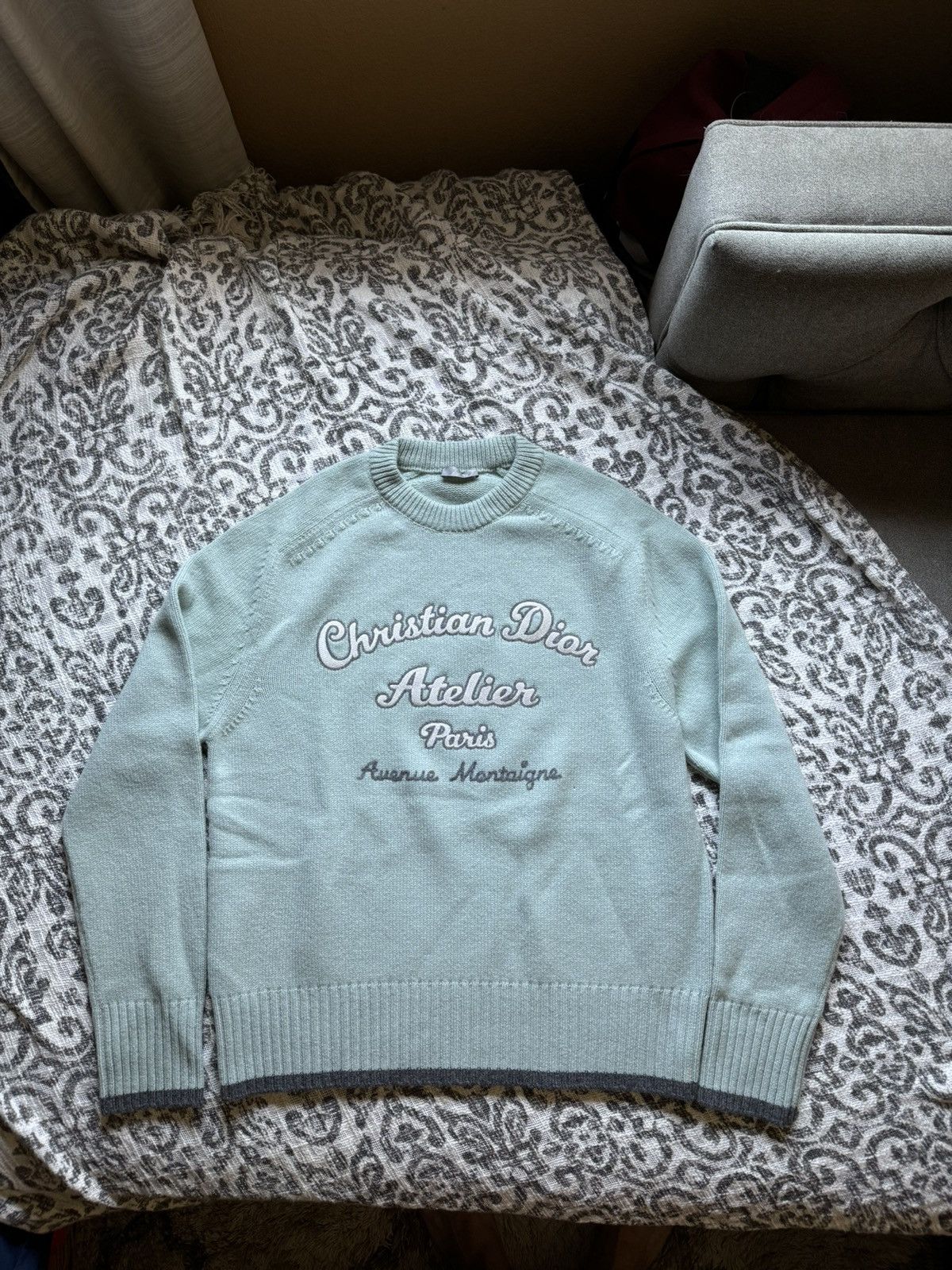 Dior Christian Dior Atelier Sweater Seafoam Green Paris Exclusive Size US L / EU 52-54 / 3 - 1 Thumbnail