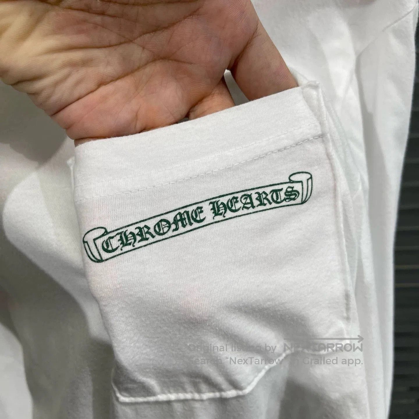 Chrome Hearts White Long Sleeve Shirt with Pocket and Green Accents. Size US M / EU 48-50 / 2 - 4 Thumbnail