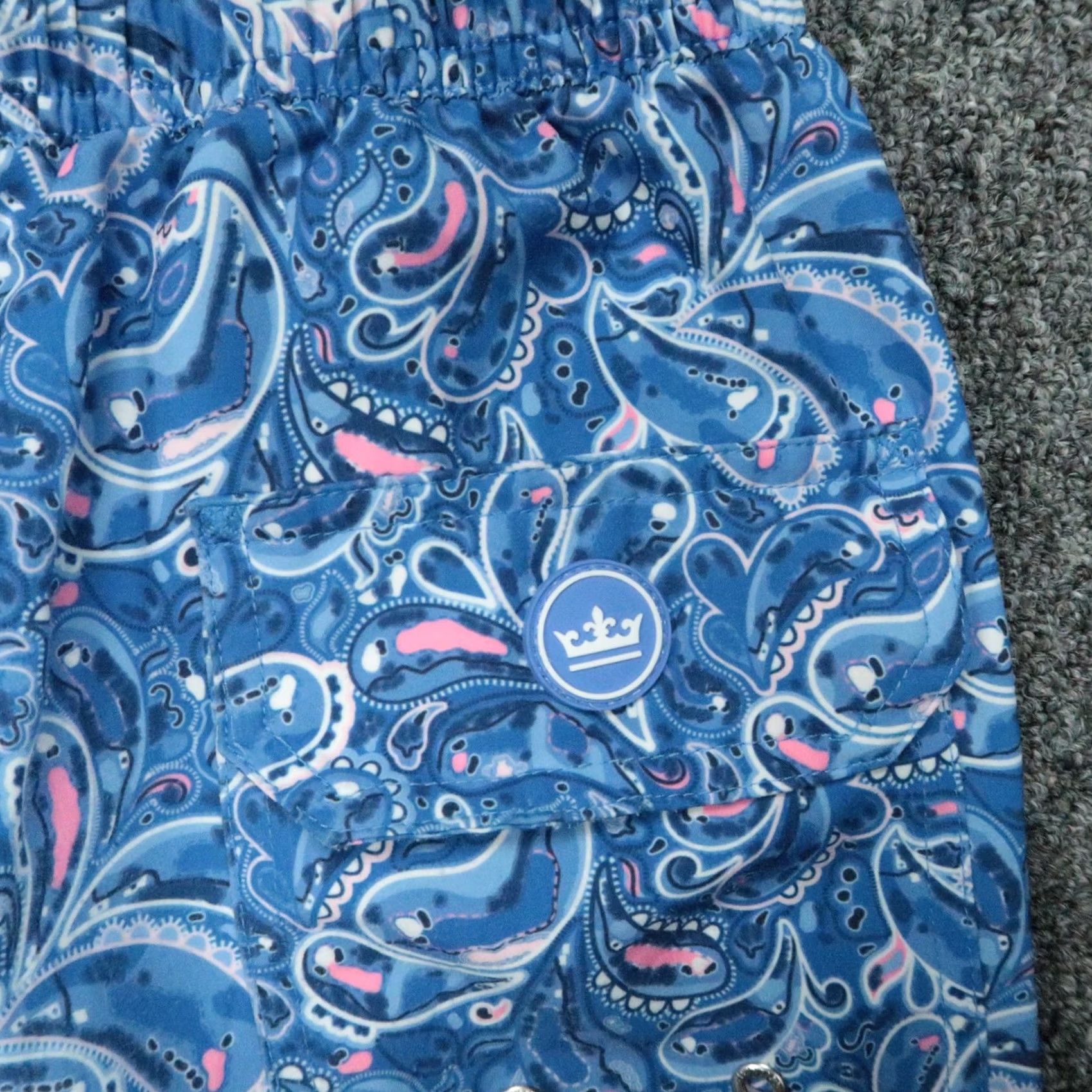 Peter Millar Peter Millar Swim Trunks Mens Small Blue Paisley Seaside Collection Trunks Lined Pockets Drawstring Beach Water Sports Size US 29 - 4 Thumbnail