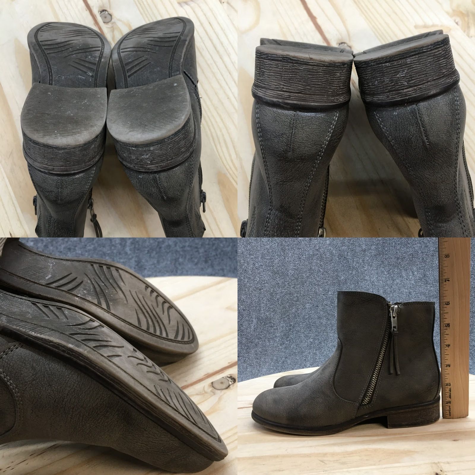 Vintage White Mountain Boots Womens 7.5M Barlow Ankle Booties Gray Faux Leather Side Zip Leather Ankle Bootie Womens Shoes Gray 80s? Size US 8 / IT 38 - 8 Thumbnail