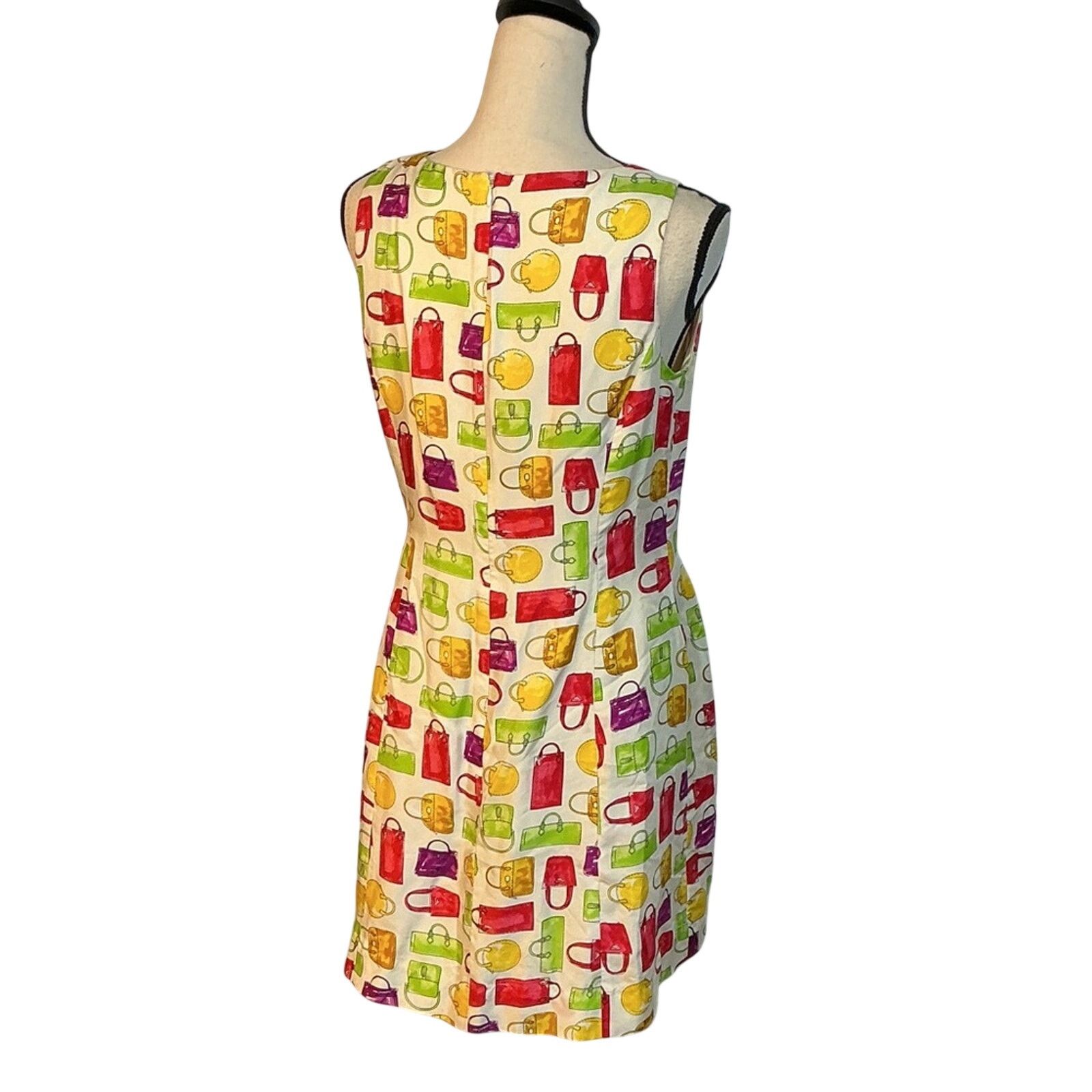 Ann Taylor Ann Taylor Silk Handbag Print Sleeveless Dress Size 8 Size M / US 6-8 / IT 42-44 - 2 Thumbnail