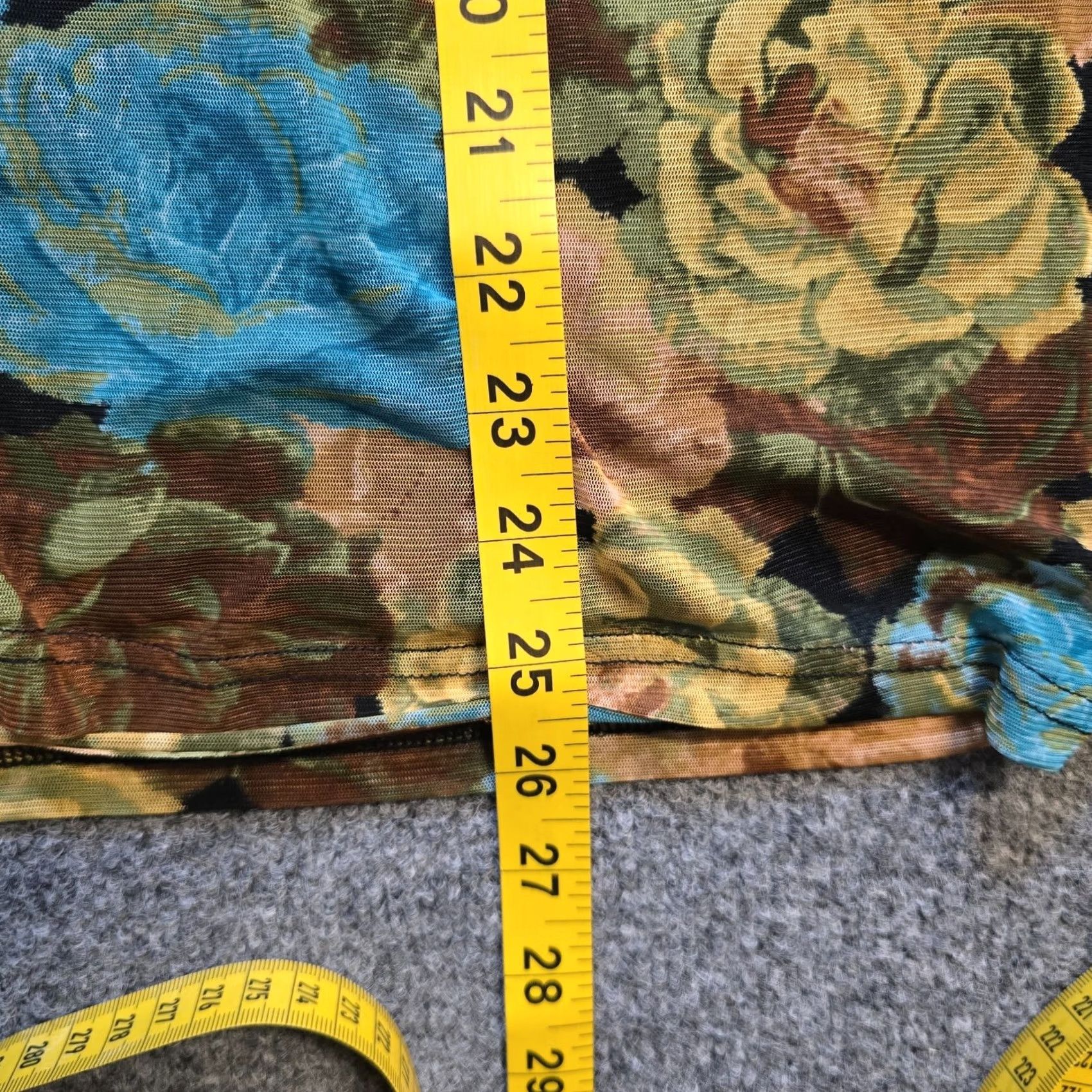 Vintage Jane Delancey Top Womens Size XL Yellow Blue Floral Sheer Stretch Button Casual Blouse Size XL / US 12-14 / IT 48-50 - 7 Thumbnail
