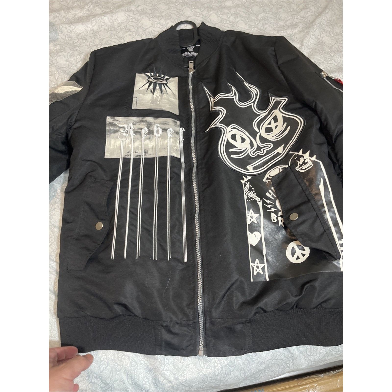 Other Rebel Minds Graphic Bomber Jacket Black MA-1 Padded Men’s Size US M / EU 48-50 / 2 - 3 Thumbnail