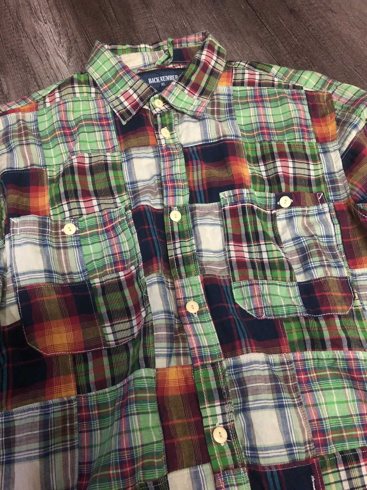 Flannel × Vintage VINTAGE BACK NUMBER PATCHWORK FLANNEL LONG SLEEVE SHIRT Size US XL / EU 56 / 4 - 18 Thumbnail