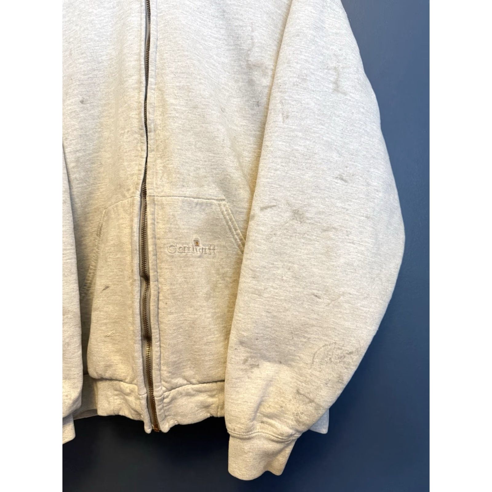 Carhartt VINTAGE Carhartt Hoodie 2XL Gray Thermal Zip 90s Distressed Men Boys Size US XXL / EU 58 / 5 - 5 Thumbnail
