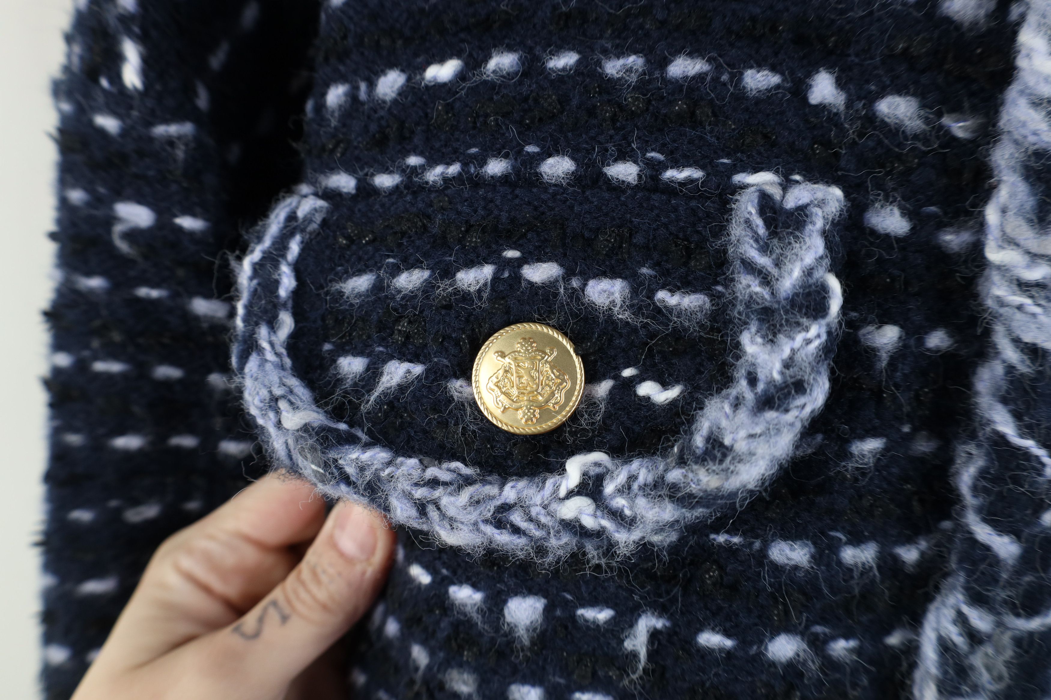 J.Crew J Crew Marled Yarn Wool Alpaca Lady Jacket Striped Blue Size M / US 6-8 / IT 42-44 - 4 Thumbnail