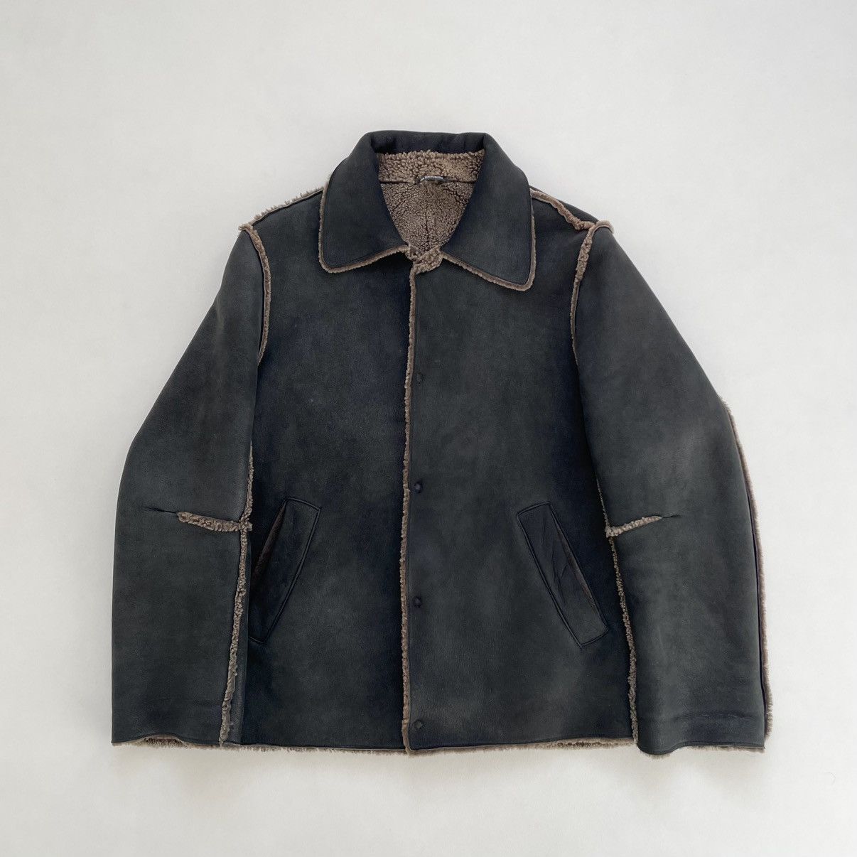 Ann Demeulemeester Early 2000s Black/Brown Shearling Jacket Size US M / EU 48-50 / 2 - 1 Thumbnail
