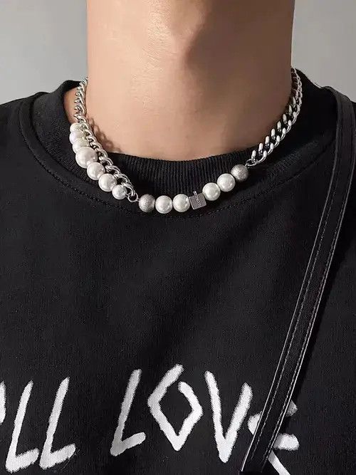 Jewelry Fashion hip hop faux pearl chain necklace choker Size ONE SIZE - 3 Thumbnail