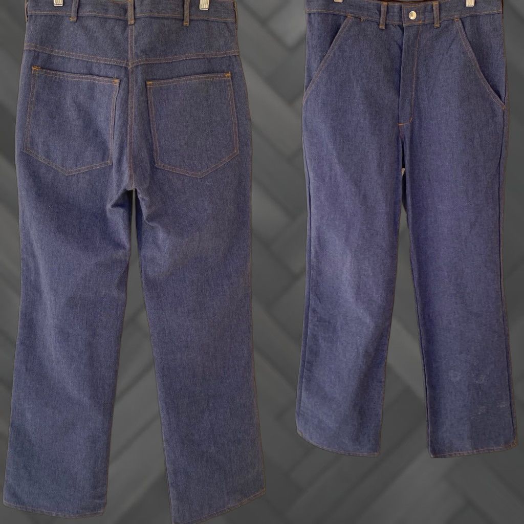 Denime VINTAGE PIA Jeans Denim Work Pants 32.5 in waist 31 Inseam Scovill Snap Blue Rockabilly Mens Size US 33 - 1 Thumbnail