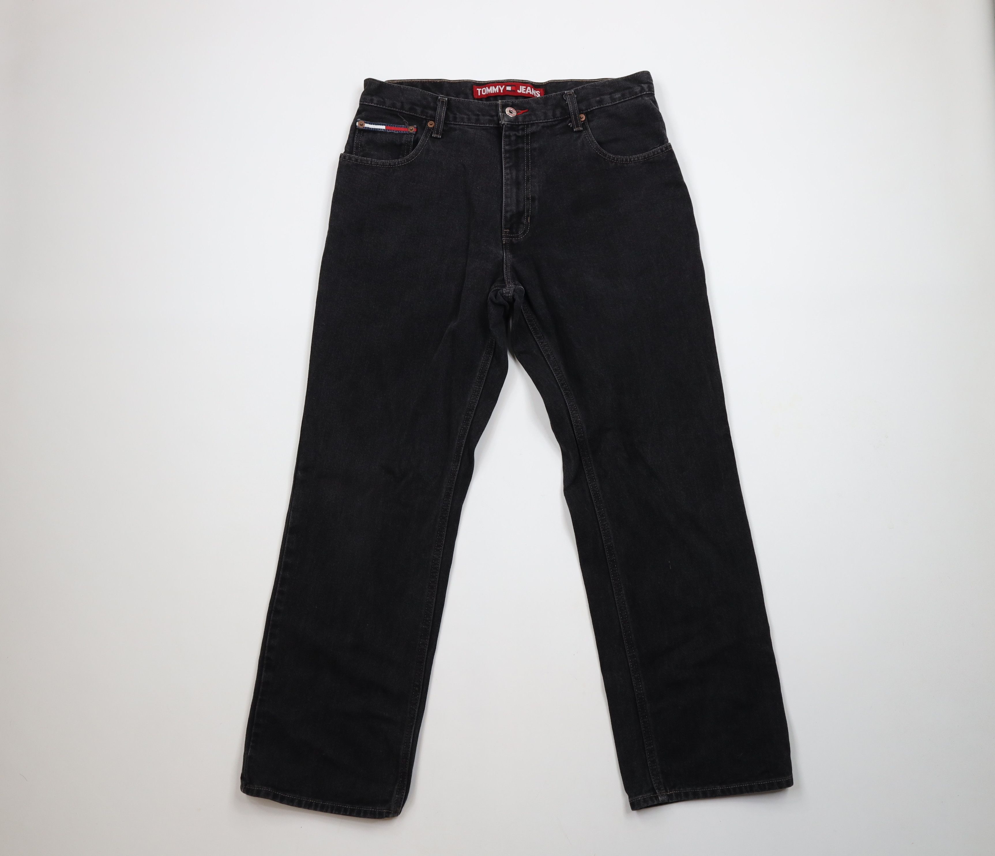 Tommy Hilfiger × Vintage Vintage 90s Tommy Hilfiger Spell Straight Leg Denim Jeans Size US 33 - 1 Thumbnail