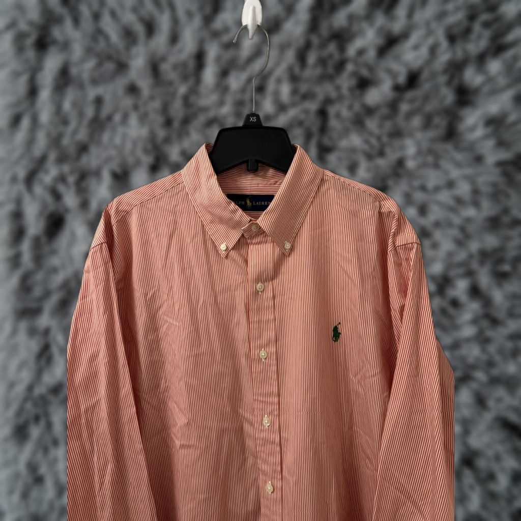 Polo Ralph Lauren Ralph Lauren Shirt Mens Large Red Pink Striped Button Down Green Pony L/S Shirt Size US L / EU 52-54 / 3 - 1 Thumbnail