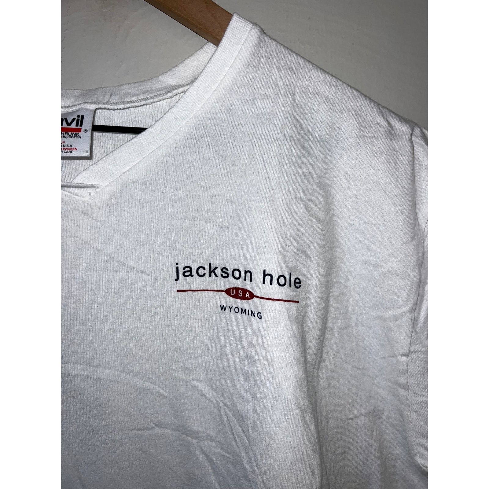 Anvil Women's Jackson Hole WY Wyoming White Shirt Top Women Large Size L / US 10 / IT 46 - 3 Thumbnail