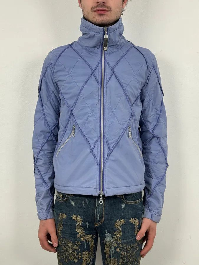 Marithe + Francois Girbaud FW2000 Marithé + François Girbaud Light Blue Quilted Geometric Nylon Jacket Size US S / EU 44-46 / 1 - 1 Thumbnail