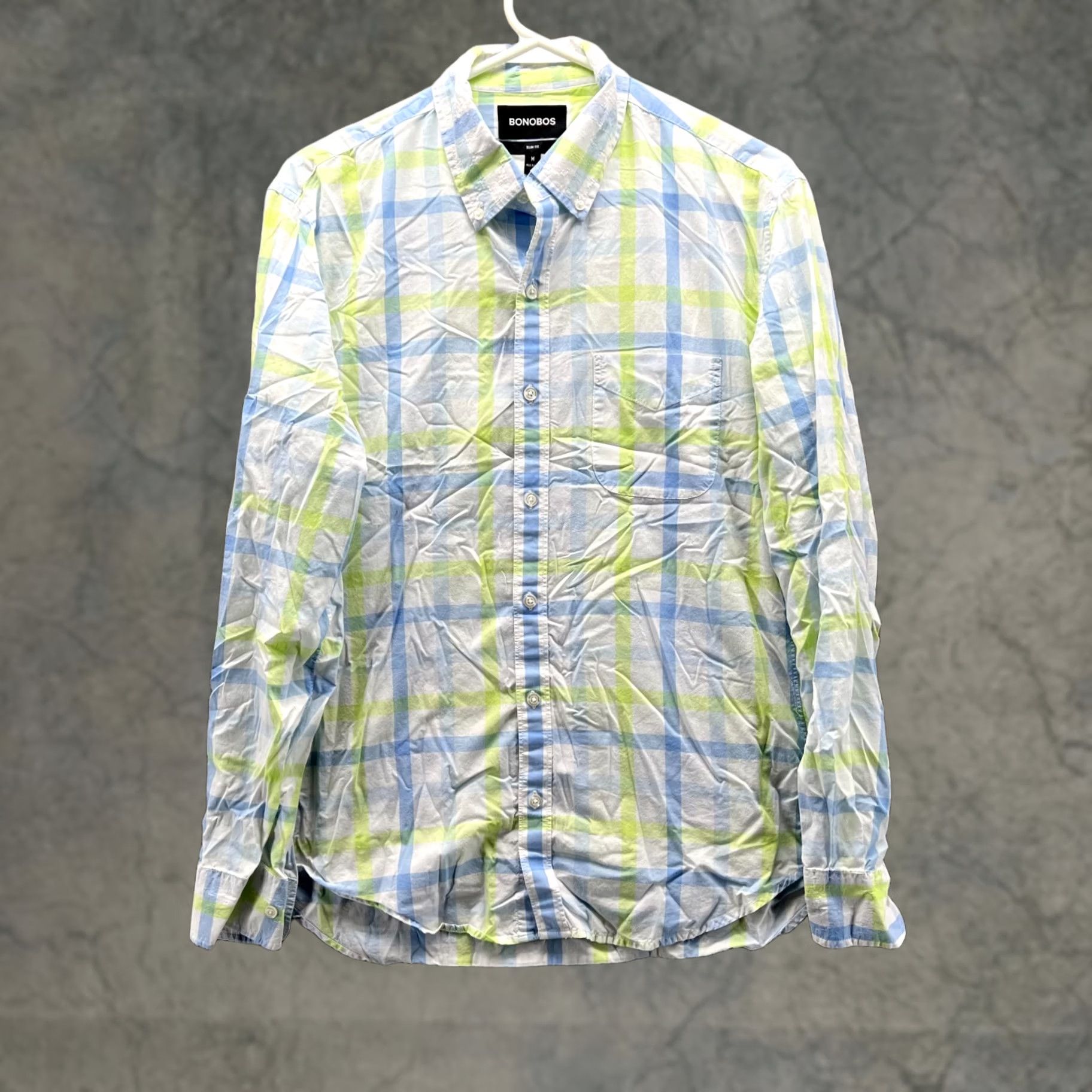 Bonobos Bonobos Shirt Men Medium Green White Casual Button-Down Slim Fit Check Shirt Size US M / EU 48-50 / 2 - 1 Thumbnail