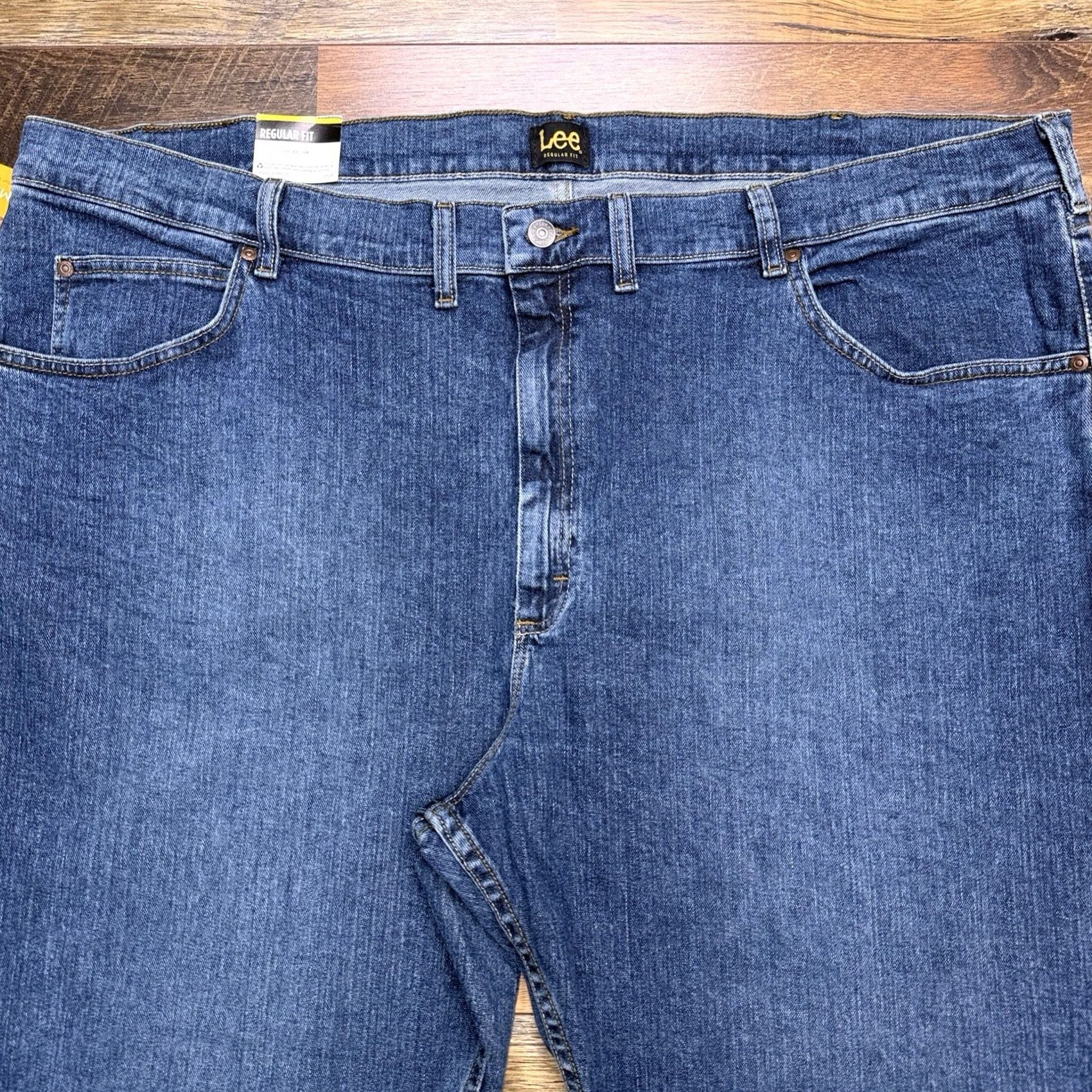 Lee Lee Jeans Mens Regular Fit Straight Denim 50x32 Stretch Classic Blue 5-Pocket USA Cotton Spandex Regular Rise Long Inseam 32 Regular Fits Size US 34 / EU 50 - 3 Thumbnail
