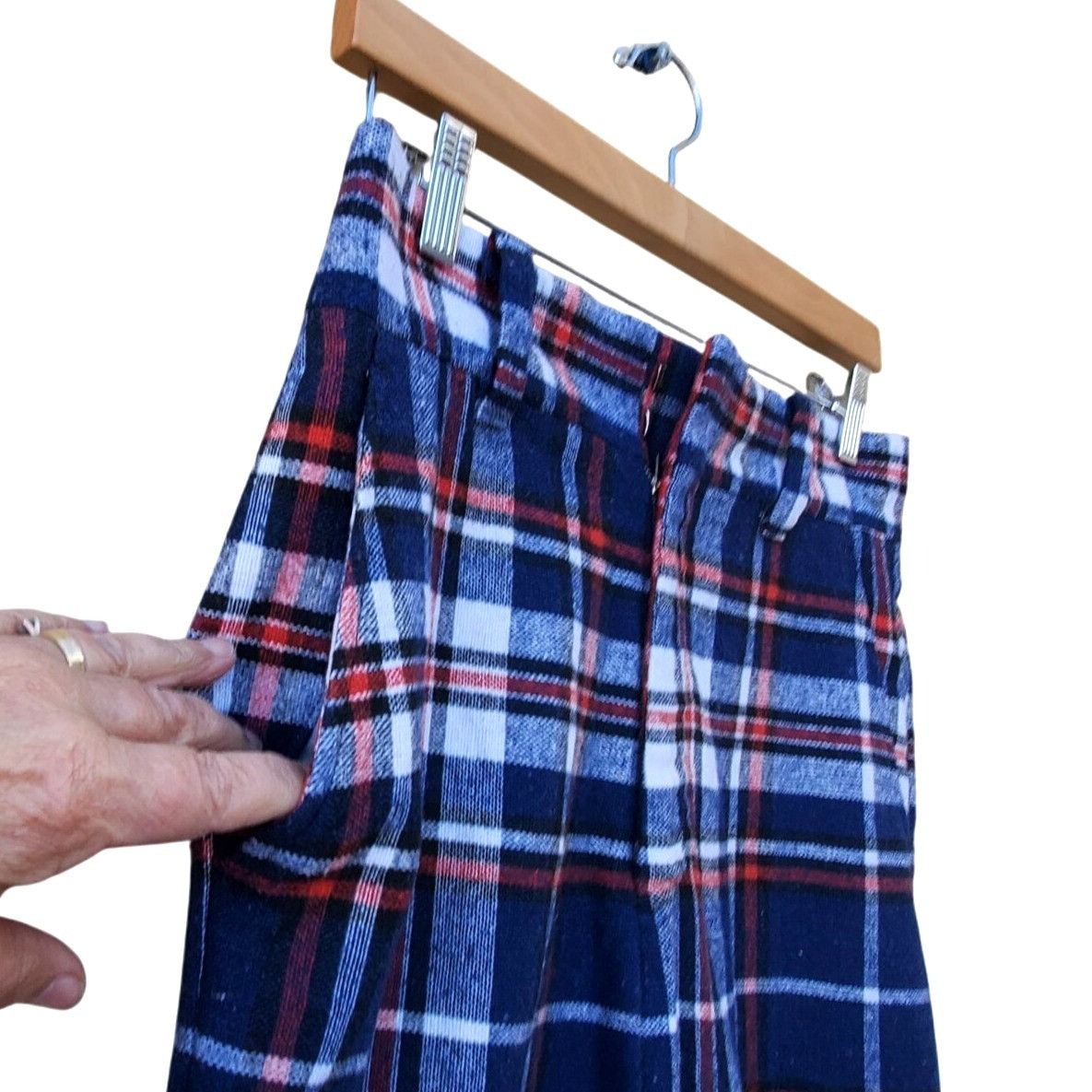 Other Vintage 60s Mod Pants Women 4 Blue Red White Plaid Flared Cu Size 27" / US 4 / IT 40 - 14 Thumbnail
