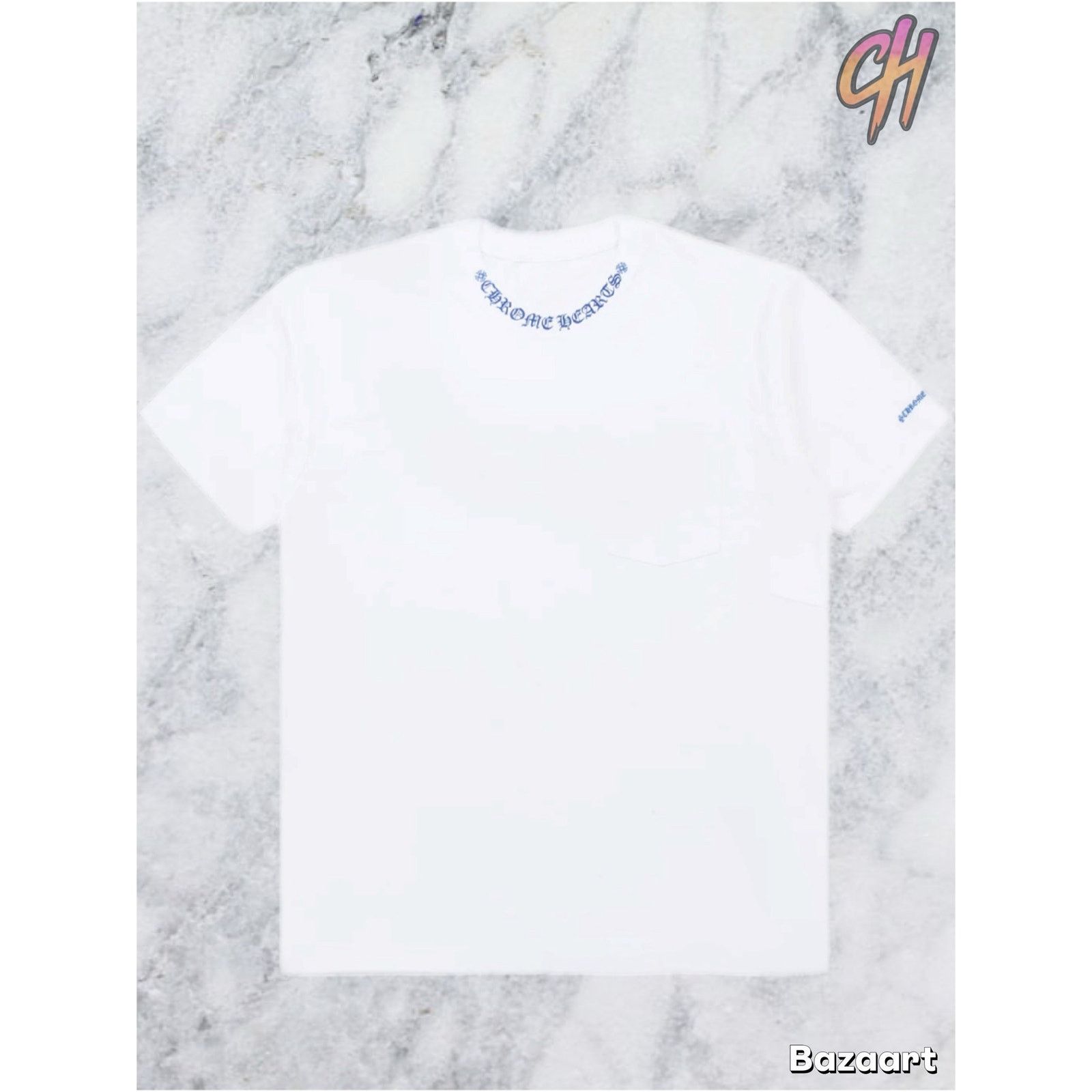 Chrome Hearts Chrome Hearts Blue Neck Logo White S/S T-Shirt - Men's Small Size US S / EU 44-46 / 1 - 5 Thumbnail