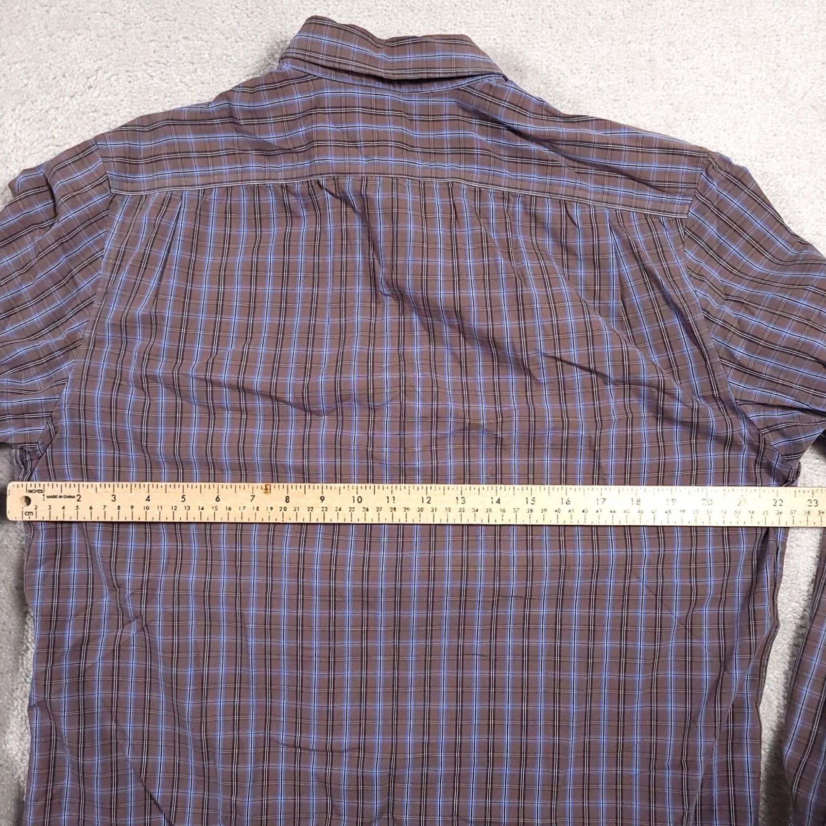 Gap Gap Button Up Shirt Mens Large 16-16.5 Brown Blue Check Long Sleeve Non-Iron Pocket Casual Workwear Shirt Size US L / EU 52-54 / 3 - 5 Thumbnail