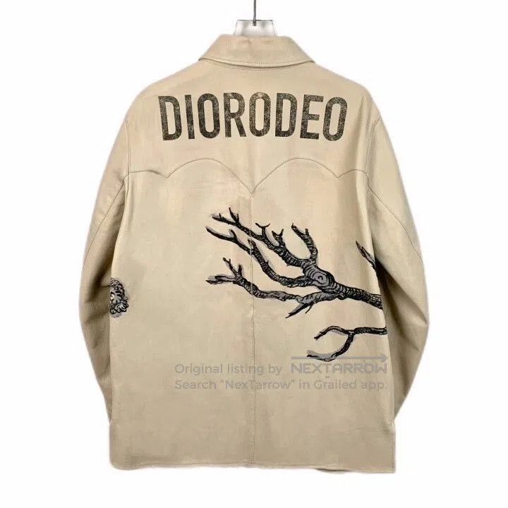 christian dior beige monkey print leather jacket.