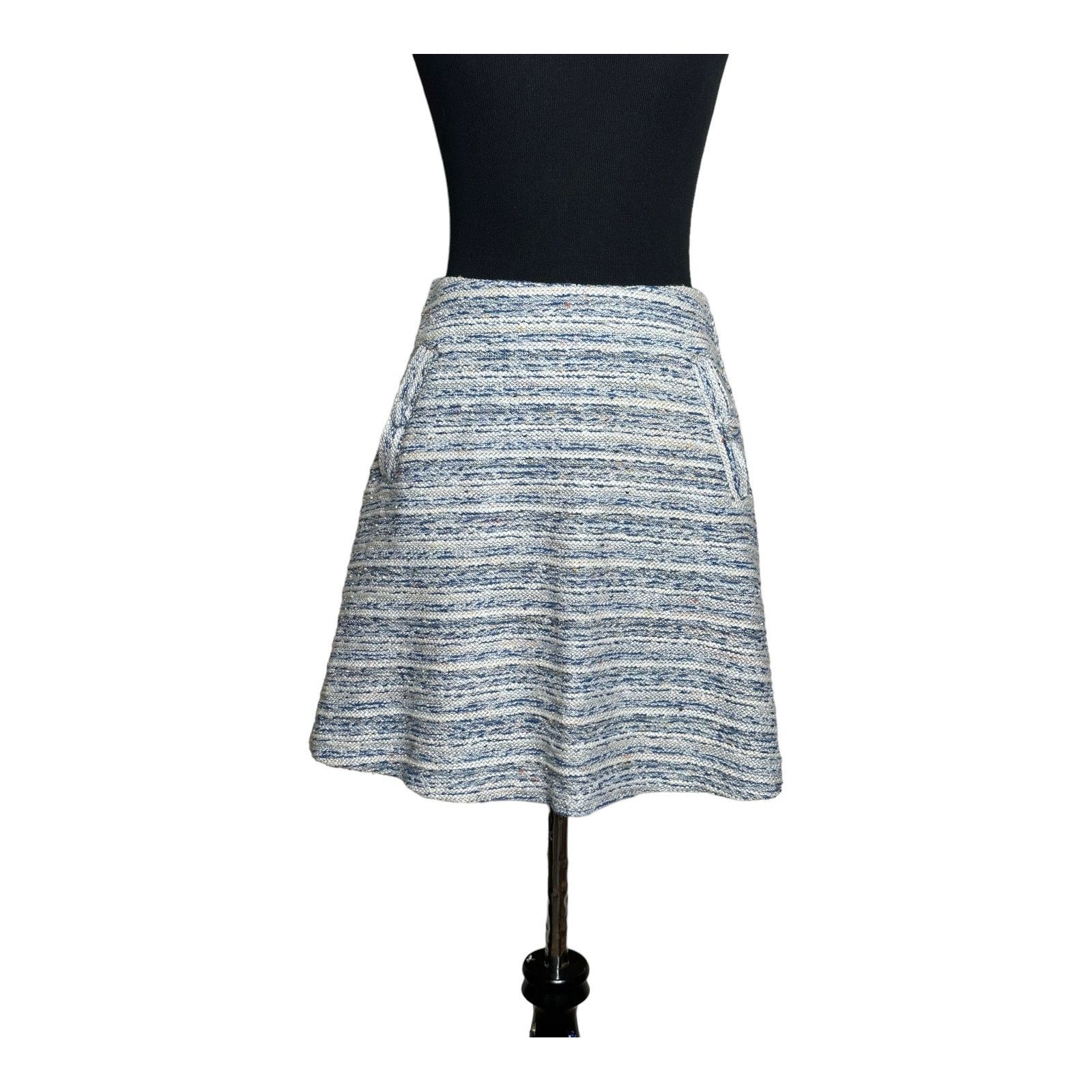 Loft Loft blue tweed lined A line mini pull on skirt size XS Size 27" / US 4 / IT 40 - 2 Thumbnail