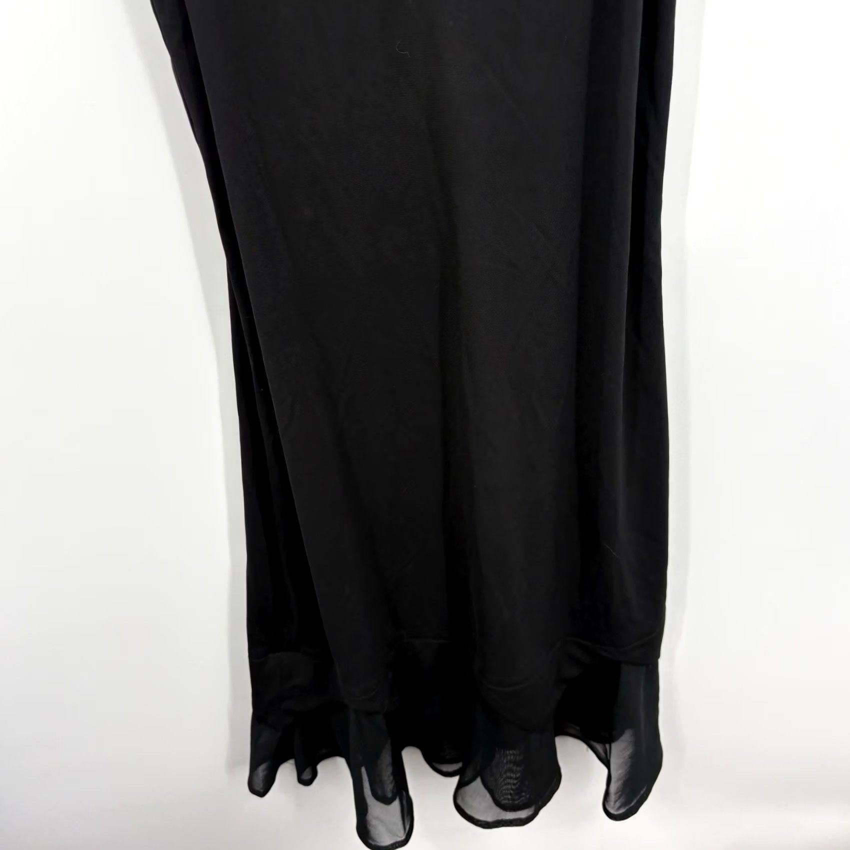 Vintage VINTAGE 90s Y2K Slip Dress Black 6 Whimsigoth Floral Embroidered Dark Fairy Midi Size M / US 6-8 / IT 42-44 - 5 Thumbnail