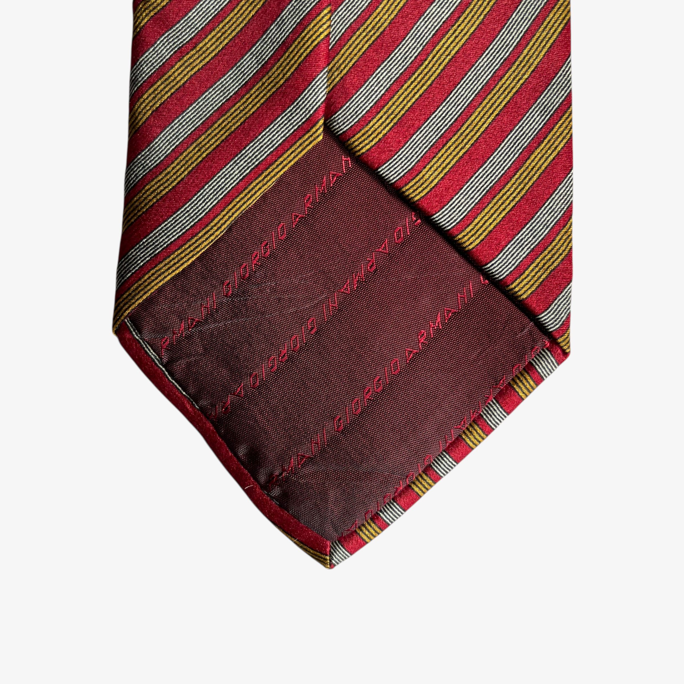 Giorgio Armani Vintage 90s Giorgio Armani Colourful Striped Red Silk Tie Size ONE SIZE - 4 Thumbnail