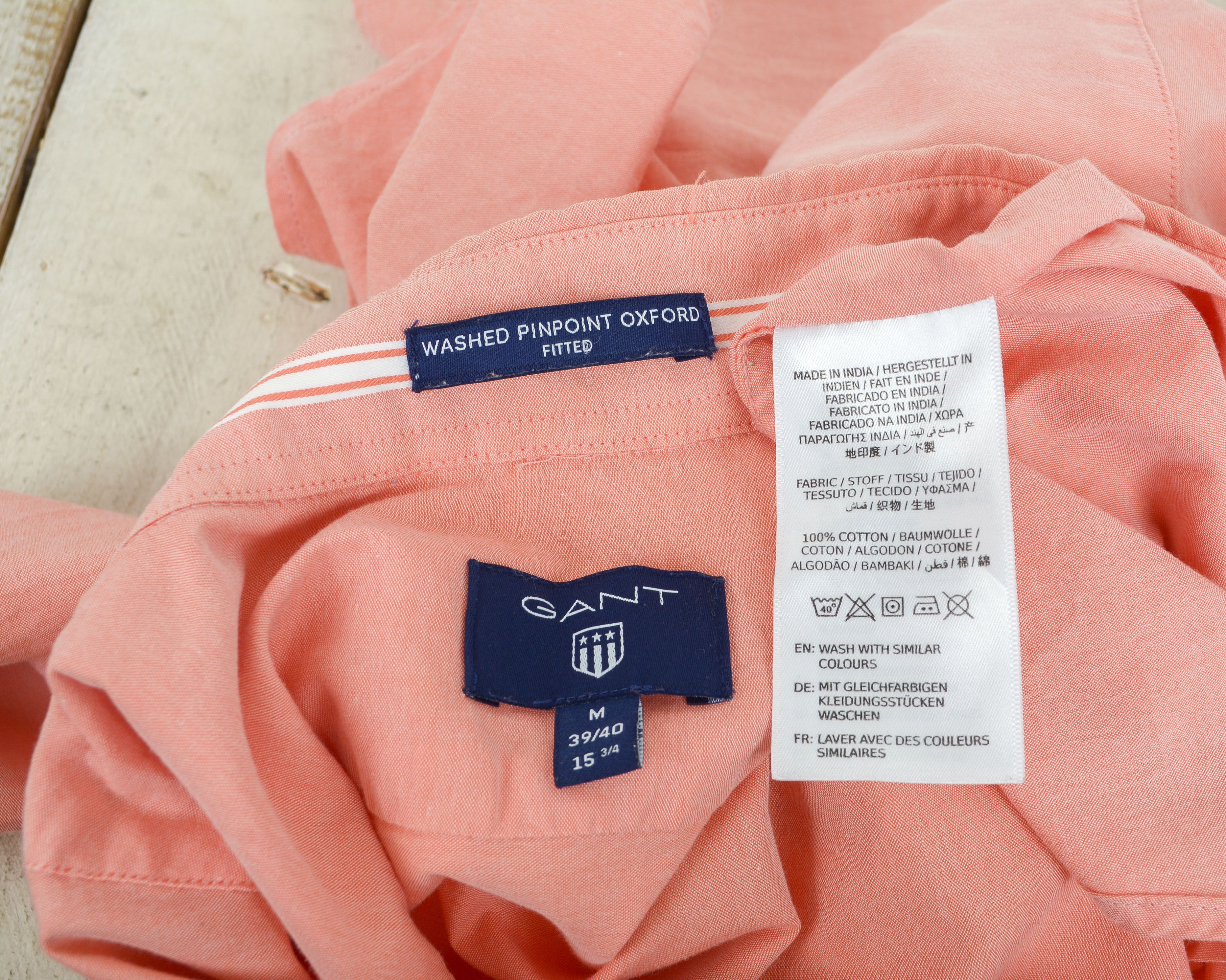 Gant Mens M Washed Pinpoint Oxford Long Sleeved Shirt Pink Casual Size US M / EU 48-50 / 2 - 7 Thumbnail