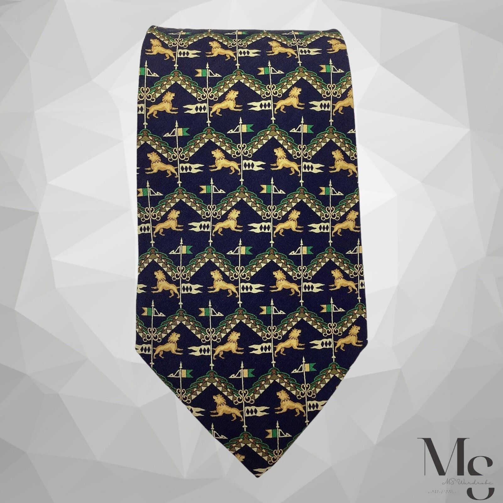 Salvatore Ferragamo Salvatore Ferragamo Blue Royal Pattern Luxury Silk Tie Italy Size ONE SIZE - 4 Thumbnail
