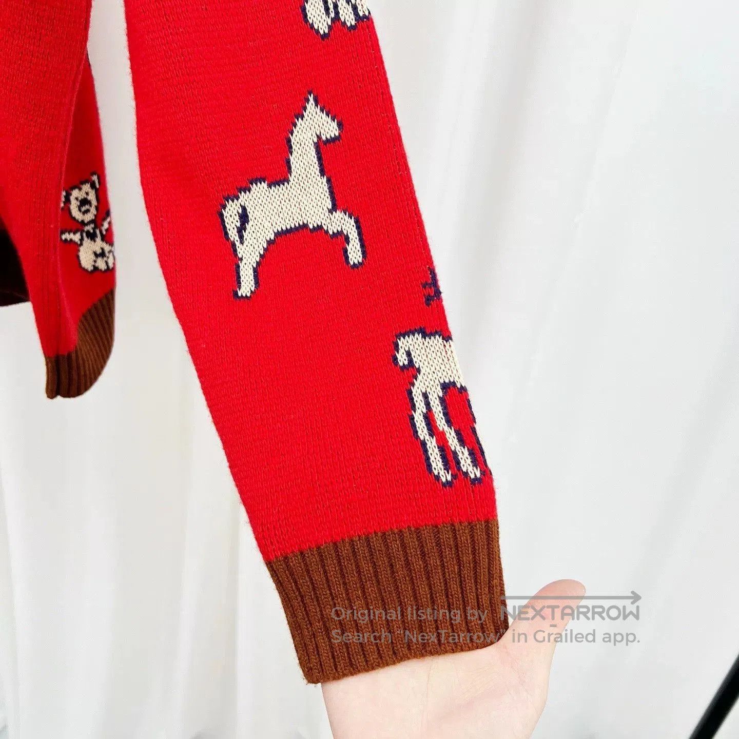 Gucci red gucci animal logo knit cardigan. Size XL / US 12-14 / IT 48-50 - 4 Thumbnail